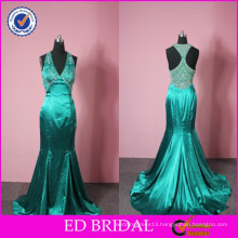 China Supplier Wholesale Mermaid Heavy Beaded Handwork Emerald Green Evening Dresses